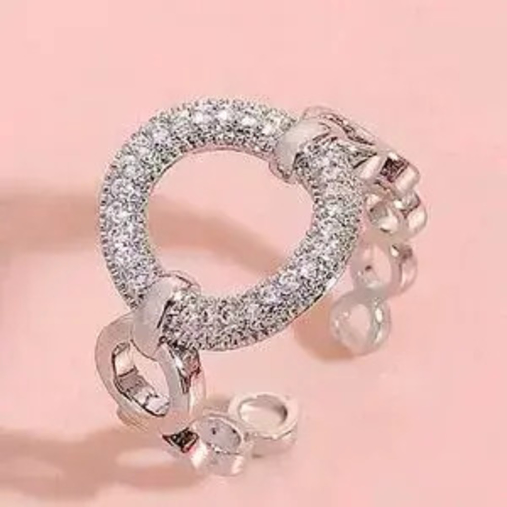 SILVER ZIRCON RING O LINK MINIMALIST RING